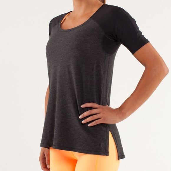 Lululemon Spincity Cotton Tee Heathered Black Gray Top Shirt Women’s Size 6 - Picture 9 of 15